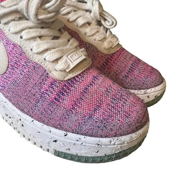 Women's Nike Air Force 1 Low Crater Flyknit Fuchsia Glow Pink White Size 5.5 - Picture 6 of 6